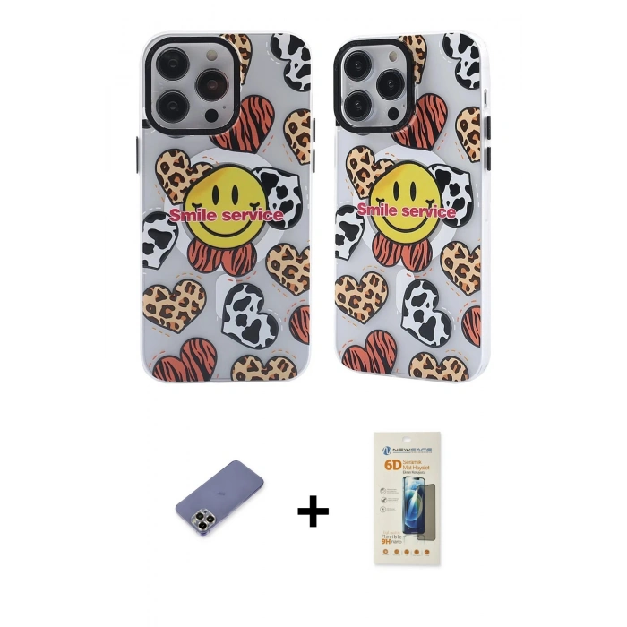 MARSİLYAN™- iPhone 12 Pro Max Kılıf Nova Doku Koleksiyonu - Siyah 6D Mat Seramik Hayalet Nano Ekran Koruyucu + Metal Kamera Lens Koruma Cam - GD