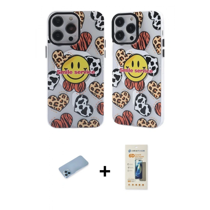MARSİLYAN™- iPhone 12 Pro Max Kılıf Nova Doku Koleksiyonu - Siyah 6D Mat Seramik Hayalet Nano Ekran Koruyucu + Shine Kamera Lens Koruma Cam - MI