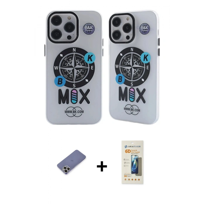 MARSİLYAN™- iPhone 12 Pro Max Kılıf Nova Doku Koleksiyonu - Siyah 6D Mat Seramik Hayalet Nano Ekran Koruyucu + Metal Kamera Lens Koruma Cam - GD
