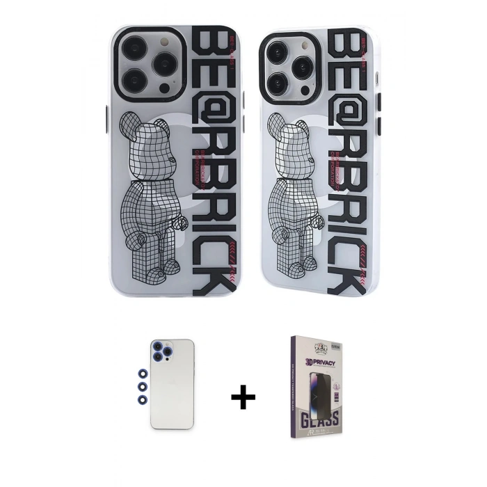 MARSİLYAN™- iPhone 12 Pro Max Kılıf Nova Doku Koleksiyonu - Siyah Bilvis Hayalet Cam Ekran Koruyucu + Shine Kamera Lens - LT