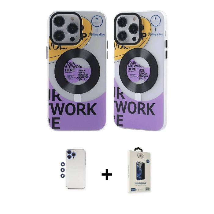 MARSİLYAN™- iPhone 12 Pro Max Kılıf Nova Doku Koleksiyonu - Siyah Bilvis Hayalet Cam Ekran Koruyucu + Lacivert Shine Kamera Lens