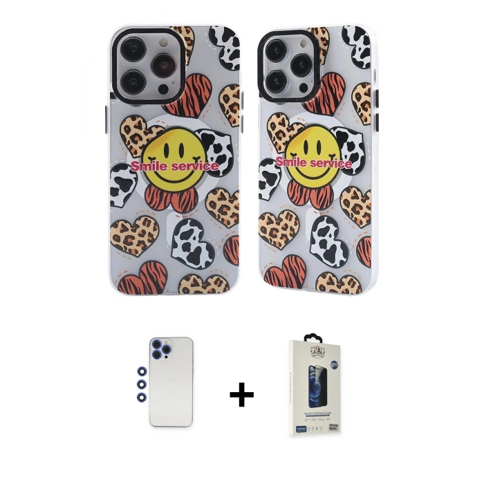 MARSİLYAN™- iPhone 12 Pro Max Kılıf Nova Doku Koleksiyonu - Siyah Bilvis Hayalet Cam Ekran Koruyucu + Lacivert Shine Kamera Lens