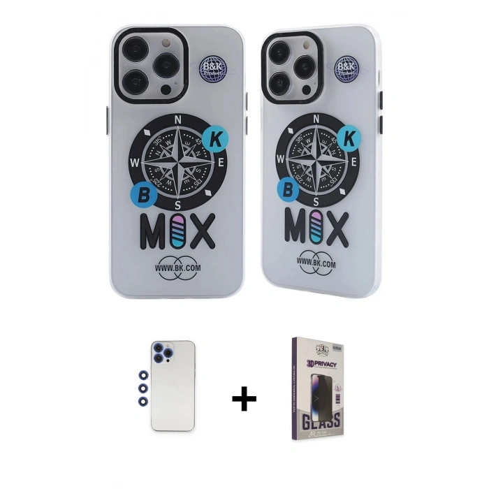 MARSİLYAN™- iPhone 12 Pro Max Kılıf Nova Doku Koleksiyonu - Siyah Bilvis Hayalet Cam Ekran Koruyucu + Shine Kamera Lens - LT