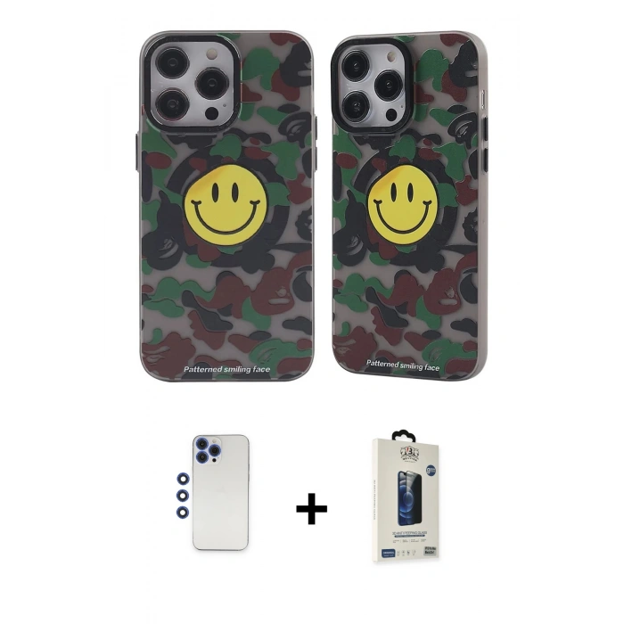 MARSİLYAN™- iPhone 12 Pro Max Kılıf Nova Doku Koleksiyonu - Siyah Bilvis Hayalet Cam Ekran Koruyucu + Lacivert Shine Kamera Lens