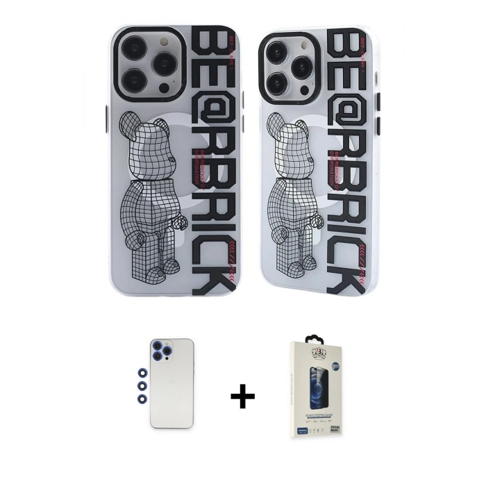 MARSİLYAN™- iPhone 12 Pro Max Kılıf Nova Doku Koleksiyonu - Siyah Bilvis Hayalet Cam Ekran Koruyucu + Lacivert Shine Kamera Lens