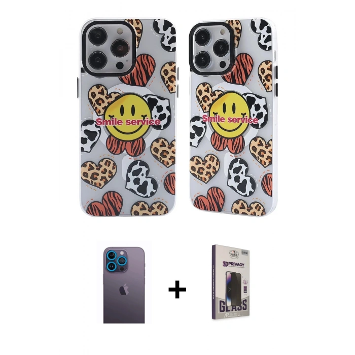 MARSİLYAN™- iPhone 12 Pro Max Kılıf Nova Doku Koleksiyonu - Siyah Bilvis Hayalet Cam Ekran Koruyucu + Neon Fosforlu Kamera Lens - MI