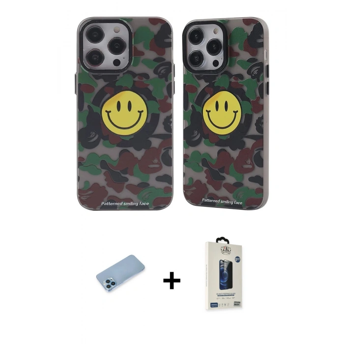 MARSİLYAN™- iPhone 12 Pro Max Kılıf Nova Doku Koleksiyonu - Siyah Bilvis Hayalet Cam Ekran Koruyucu + Mavi Shine Kamera Lens Koruma Cam