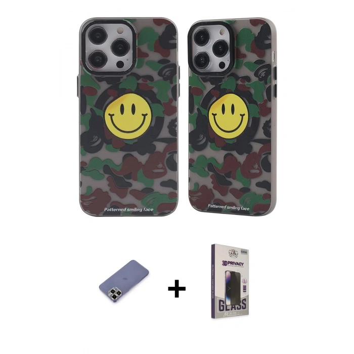 MARSİLYAN™- iPhone 12 Pro Max Kılıf Nova Doku Koleksiyonu - Siyah Bilvis Hayalet Cam Ekran Koruyucu + Metal Kamera Lens Koruma Cam - GD