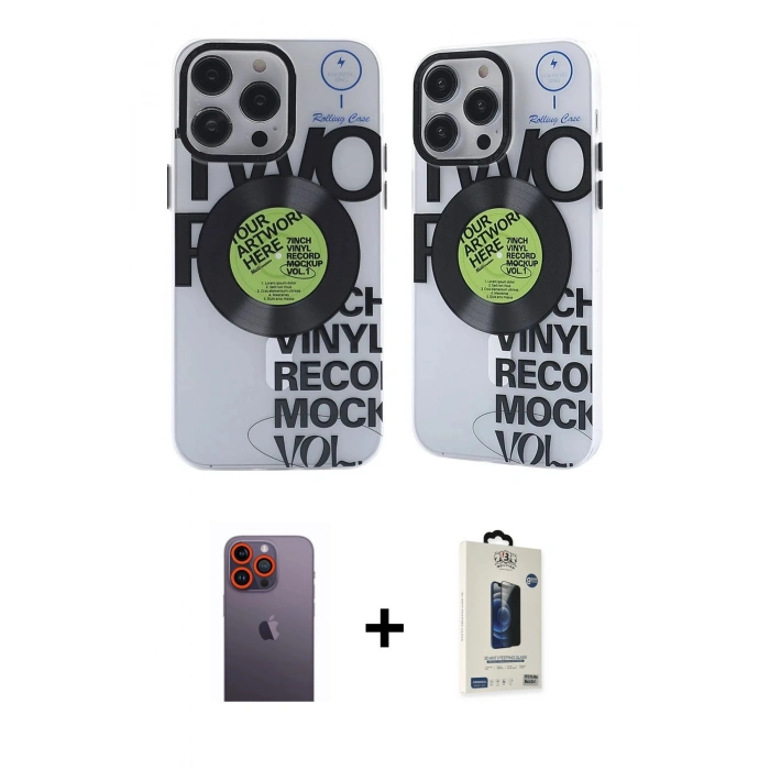 MARSİLYAN™- iPhone 12 Pro Max Kılıf Nova Doku Koleksiyonu - Siyah Bilvis Hayalet Cam Ekran Koruyucu + Neon Fosforlu Kamera Lens - TU