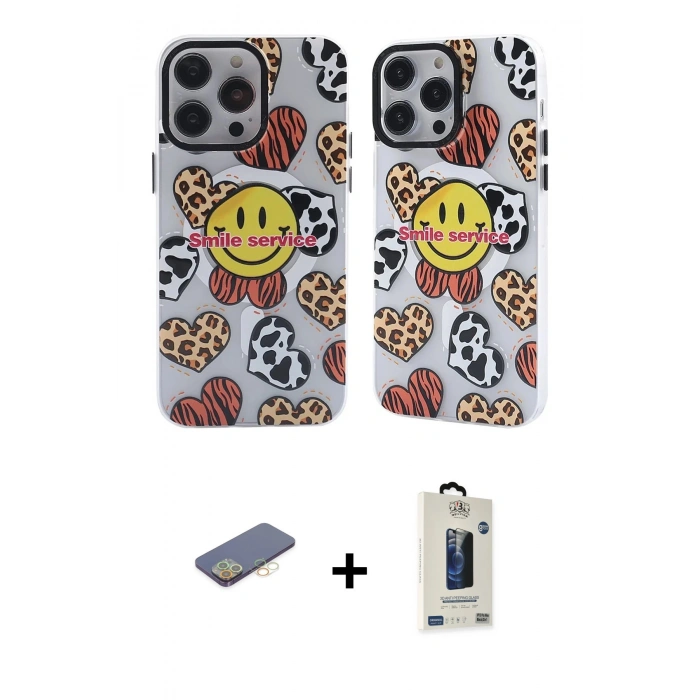 MARSİLYAN™- iPhone 12 Pro Max Kılıf Nova Doku Koleksiyonu - Siyah Bilvis Hayalet Cam Ekran Koruyucu + Renkli Kamera Lens Koruma Cam - SI