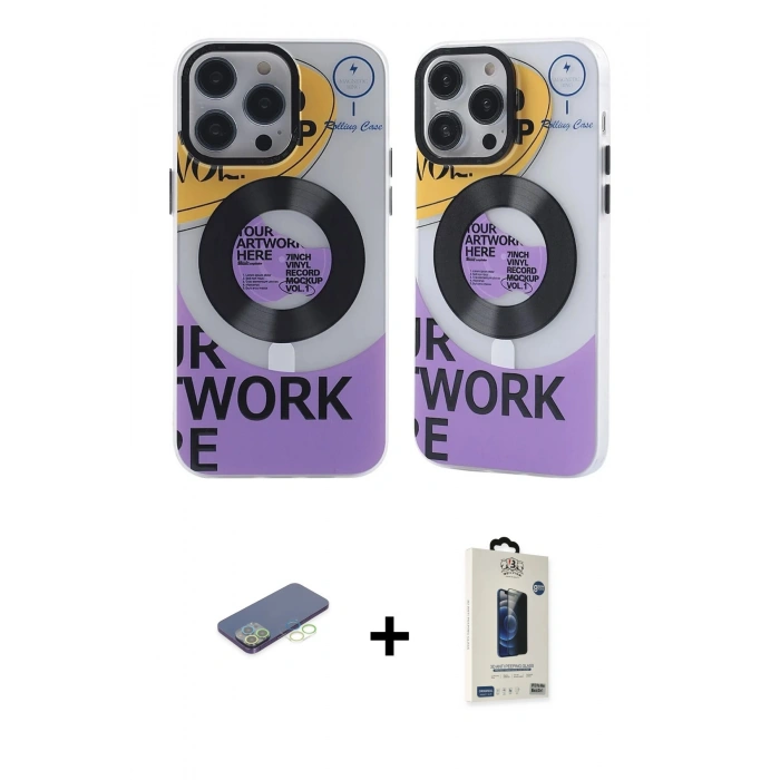 MARSİLYAN™- iPhone 12 Pro Max Kılıf Nova Doku Koleksiyonu - Siyah Bilvis Hayalet Cam Ekran Koruyucu + Renkli Kamera Lens Koruma Cam - YL
