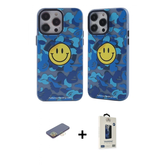 MARSİLYAN™- iPhone 12 Pro Max Kılıf Nova Doku Koleksiyonu - Siyah Bilvis Hayalet Cam Ekran Koruyucu + Renkli Kamera Lens Koruma Cam - SI