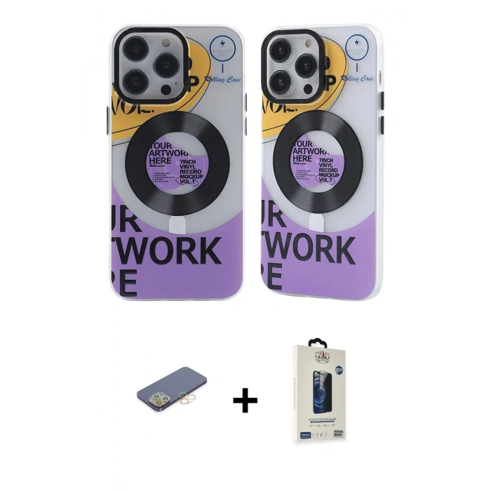 MARSİLYAN™- iPhone 12 Pro Max Kılıf Nova Doku Koleksiyonu - Siyah Bilvis Hayalet Cam Ekran Koruyucu + Renkli Kamera Lens Koruma Cam - SI