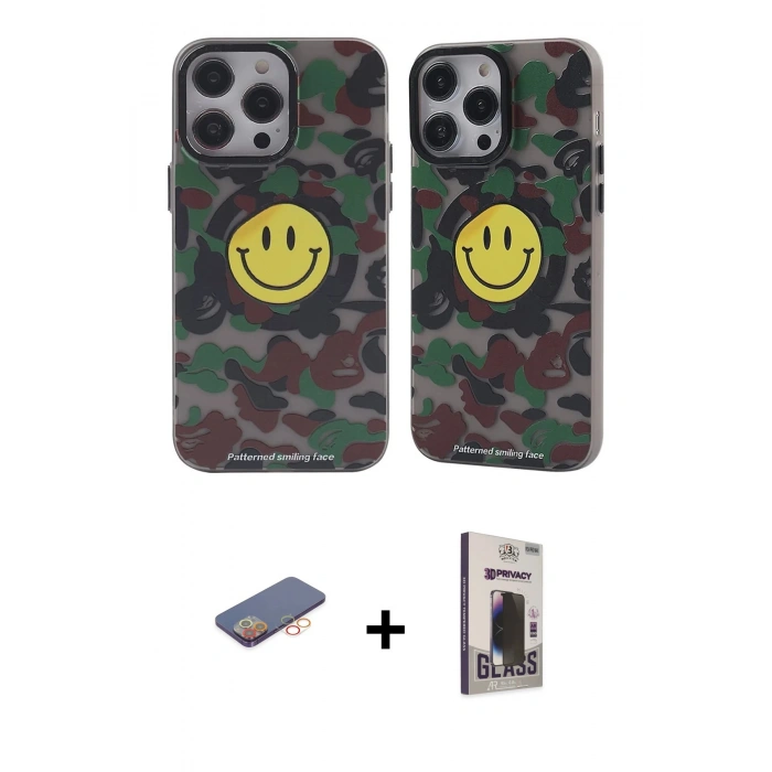 MARSİLYAN™- iPhone 12 Pro Max Kılıf Nova Doku Koleksiyonu - Siyah Bilvis Hayalet Cam Ekran Koruyucu + Renkli Kamera Lens Koruma Cam - TU