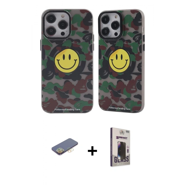 MARSİLYAN™- iPhone 12 Pro Max Kılıf Nova Doku Koleksiyonu - Siyah Bilvis Hayalet Cam Ekran Koruyucu + Renkli Kamera Lens Koruma Cam - SI