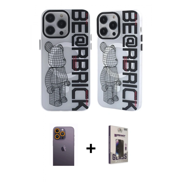 MARSİLYAN™- iPhone 12 Pro Max Kılıf Nova Doku Koleksiyonu - Siyah Bilvis Hayalet Cam Ekran Koruyucu + Sarı Neon Fosforlu Kamera Lens