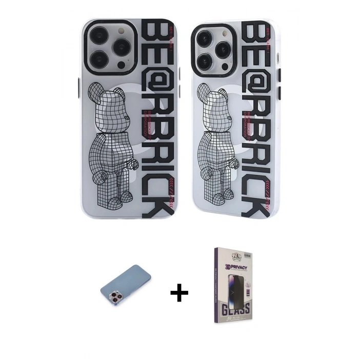 MARSİLYAN™- iPhone 12 Pro Max Kılıf Nova Doku Koleksiyonu - Siyah Bilvis Hayalet Cam Ekran Koruyucu + Shine Kamera Lens Koruma Cam - PE