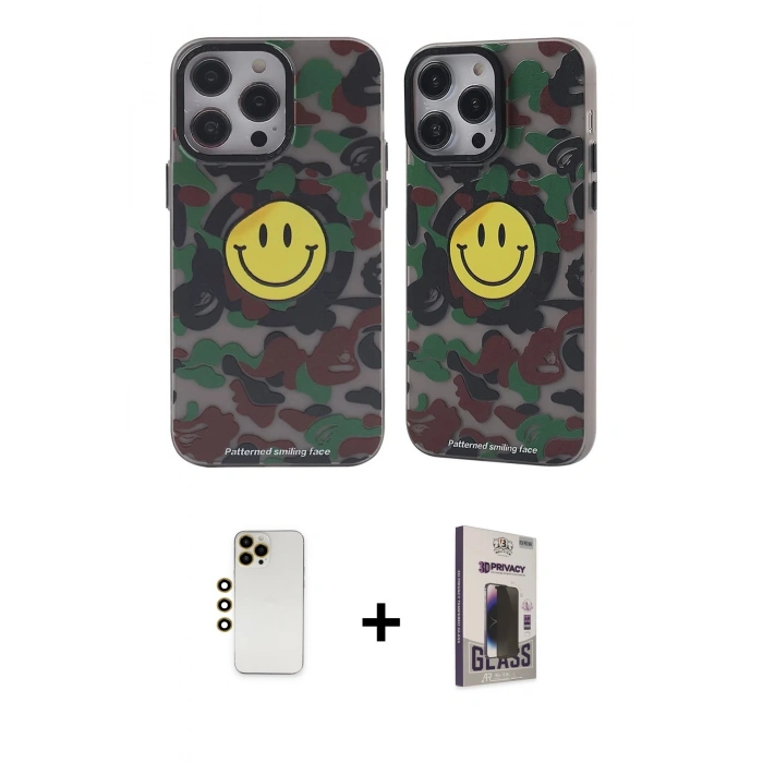 MARSİLYAN™- iPhone 12 Pro Max Kılıf Nova Doku Koleksiyonu - Siyah Bilvis Hayalet Cam Ekran Koruyucu + Shine Kamera Lens - GD