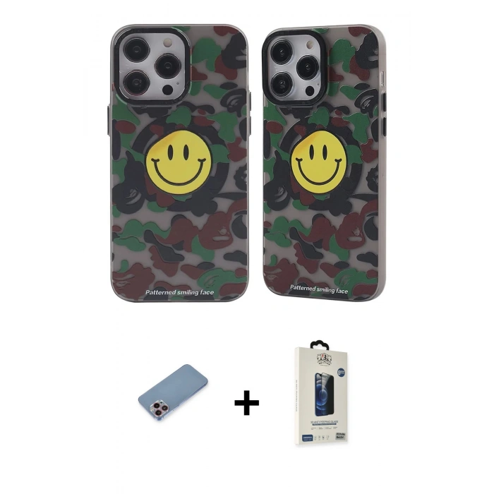 MARSİLYAN™- iPhone 12 Pro Max Kılıf Nova Doku Koleksiyonu - Siyah Bilvis Hayalet Cam Ekran Koruyucu + Shine Kamera Lens Koruma Cam - PE