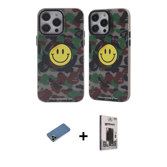 MARSİLYAN™- iPhone 12 Pro Max Kılıf Nova Doku Koleksiyonu - Siyah Bilvis Hayalet Cam Ekran Koruyucu + Shine Kamera Lens Koruma Cam - GD