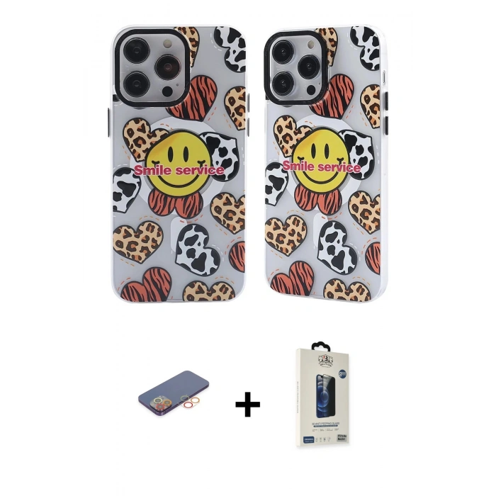MARSİLYAN™- iPhone 12 Pro Max Kılıf Nova Doku Koleksiyonu - Siyah Bilvis Hayalet Cam Ekran Koruyucu + Renkli Kamera Lens Koruma Cam - TU