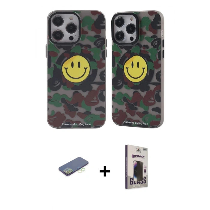 MARSİLYAN™- iPhone 12 Pro Max Kılıf Nova Doku Koleksiyonu - Siyah Bilvis Hayalet Cam Ekran Koruyucu + Renkli Kamera Lens Koruma Cam - YL