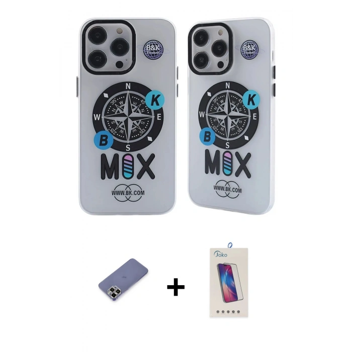MARSİLYAN™- iPhone 12 Pro Max Kılıf Nova Doku Koleksiyonu - Siyah Joko 5D Cam + Gold Metal Kamera Lens Koruma Cam