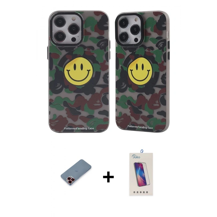 MARSİLYAN™- iPhone 12 Pro Max Kılıf Nova Doku Koleksiyonu - Siyah Joko 5D Cam + Metal Kamera Lens Koruma Cam - KI