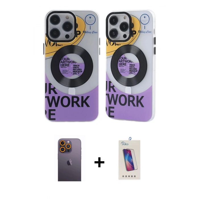 MARSİLYAN™- iPhone 12 Pro Max Kılıf Nova Doku Koleksiyonu - Siyah Joko 5D Cam + Neon Fosforlu Kamera Lens - SI
