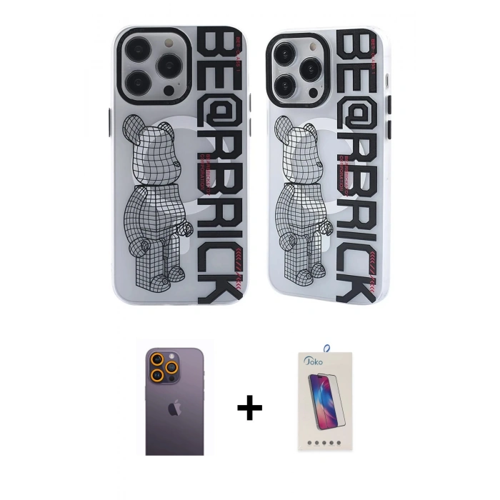 MARSİLYAN™- iPhone 12 Pro Max Kılıf Nova Doku Koleksiyonu - Siyah Joko 5D Cam + Neon Fosforlu Kamera Lens - SI