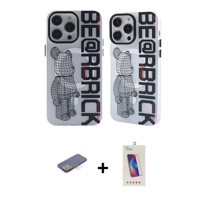 MARSİLYAN™- iPhone 12 Pro Max Kılıf Nova Doku Koleksiyonu - Siyah Joko 5D Cam + Renkli Kamera Lens Koruma Cam - SI