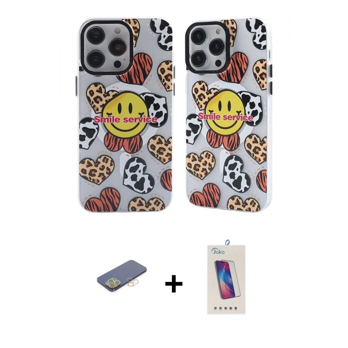MARSİLYAN™- iPhone 12 Pro Max Kılıf Nova Doku Koleksiyonu - Siyah Joko 5D Cam + Renkli Kamera Lens Koruma Cam - SI