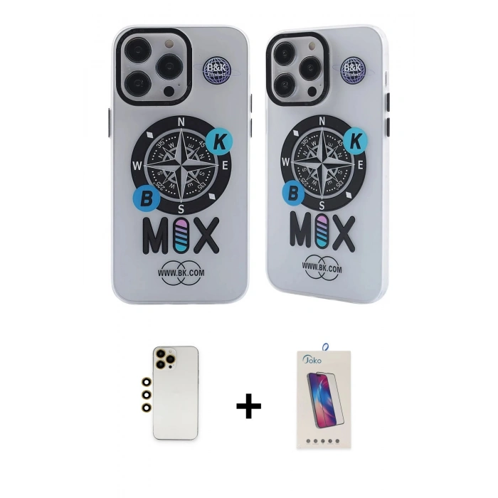 MARSİLYAN™- iPhone 12 Pro Max Kılıf Nova Doku Koleksiyonu - Siyah Joko 5D Cam + Shine Kamera Lens - GD
