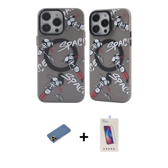 MARSİLYAN™- iPhone 12 Pro Max Kılıf Nova Doku Koleksiyonu - Siyah Joko 5D Cam + Shine Kamera Lens Koruma Cam - GD