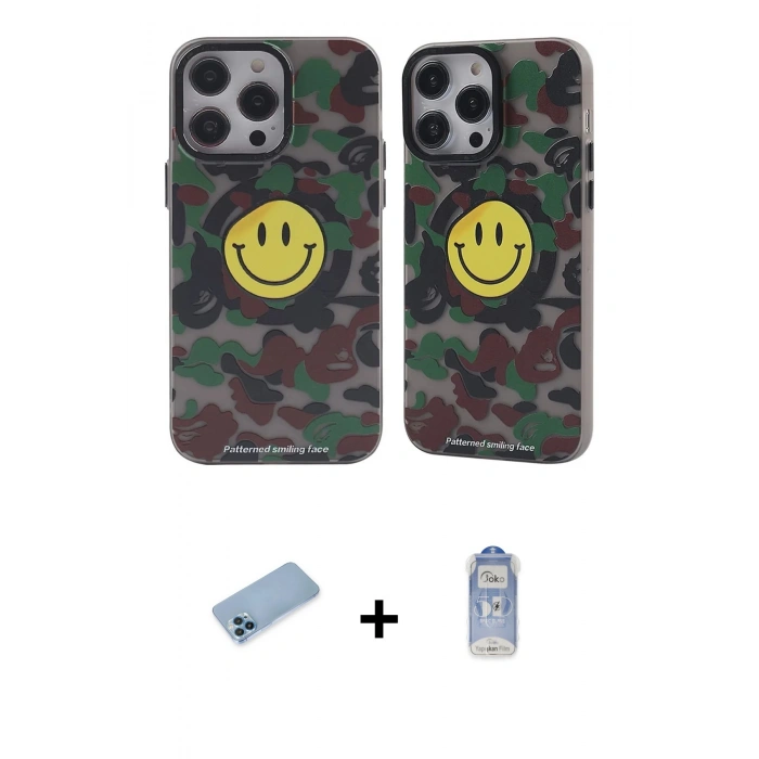 MARSİLYAN™- iPhone 12 Pro Max Kılıf Nova Doku Koleksiyonu - Siyah Joko Magic 5D Cam + Shine Kamera Lens Koruma Cam - MI