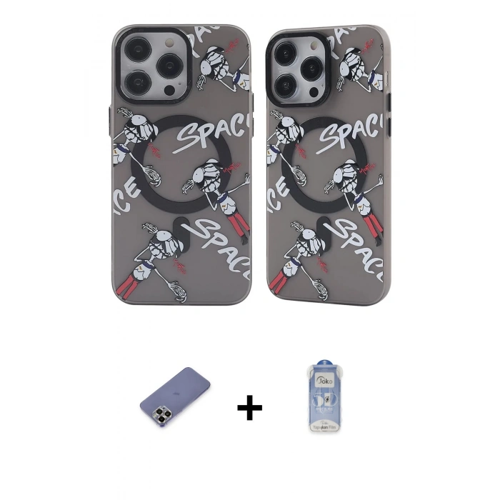 MARSİLYAN™- iPhone 12 Pro Max Kılıf Nova Doku Koleksiyonu - Siyah Joko Magic 5D Cam + Metal Kamera Lens Koruma Cam - GD