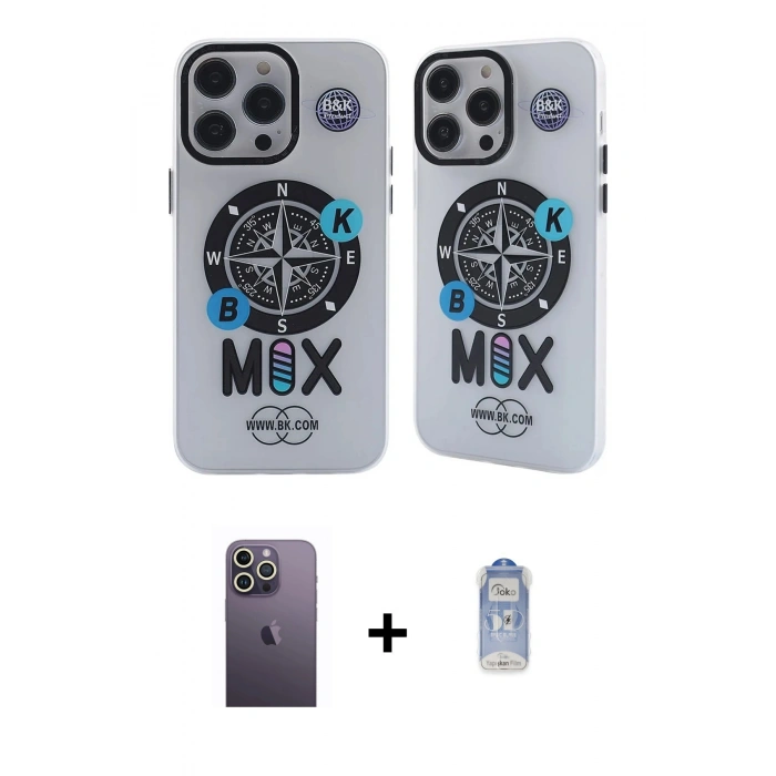 MARSİLYAN™- iPhone 12 Pro Max Kılıf Nova Doku Koleksiyonu - Siyah Joko Magic 5D Cam + Neon Fosforlu Kamera Lens - BZ