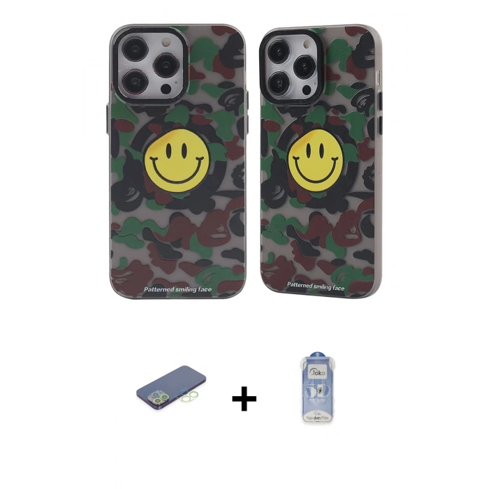 MARSİLYAN™- iPhone 12 Pro Max Kılıf Nova Doku Koleksiyonu - Siyah Joko Magic 5D Cam + Renkli Kamera Lens Koruma Cam - YL