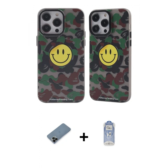 MARSİLYAN™- iPhone 12 Pro Max Kılıf Nova Doku Koleksiyonu - Siyah Joko Magic 5D Cam + Shine Kamera Lens Koruma Cam - SH