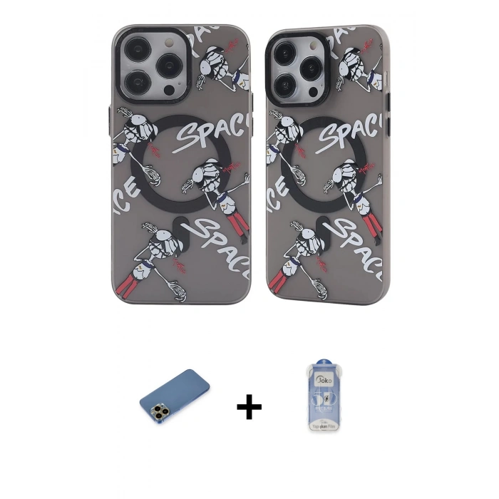 MARSİLYAN™- iPhone 12 Pro Max Kılıf Nova Doku Koleksiyonu - Siyah Joko Magic 5D Cam + Shine Kamera Lens Koruma Cam - GD
