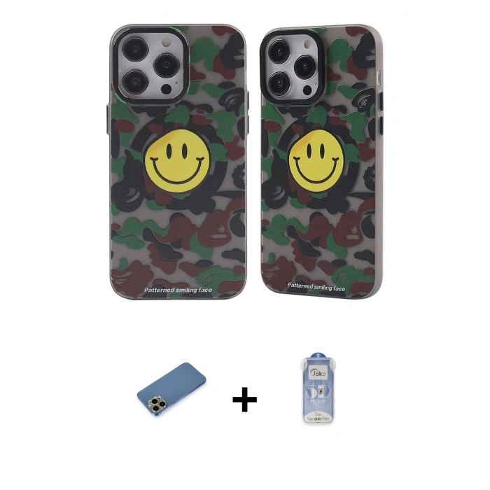 MARSİLYAN™- iPhone 12 Pro Max Kılıf Nova Doku Koleksiyonu - Siyah Joko Magic 5D Cam + Shine Kamera Lens Koruma Cam - GD