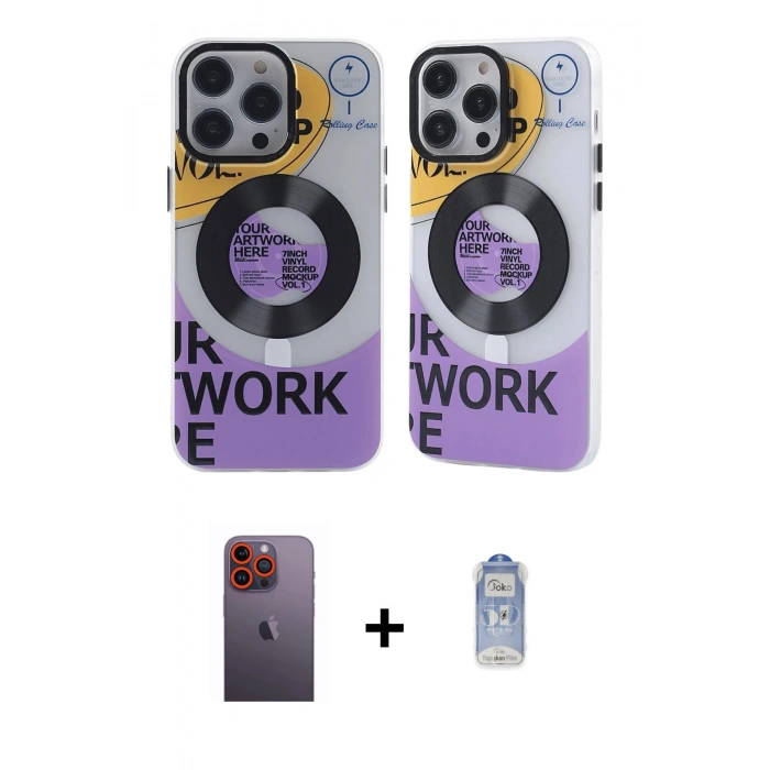 MARSİLYAN™- iPhone 12 Pro Max Kılıf Nova Doku Koleksiyonu - Siyah Joko Magic 5D Cam + Neon Fosforlu Kamera Lens - TU