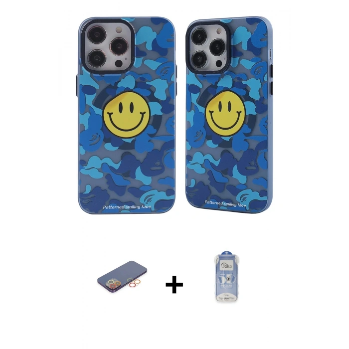 MARSİLYAN™- iPhone 12 Pro Max Kılıf Nova Doku Koleksiyonu - Siyah Joko Magic 5D Cam + Renkli Kamera Lens Koruma Cam - TU