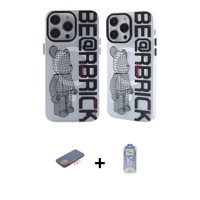 MARSİLYAN™- iPhone 12 Pro Max Kılıf Nova Doku Koleksiyonu - Siyah Joko Magic 5D Cam + Renkli Kamera Lens Koruma Cam - TU