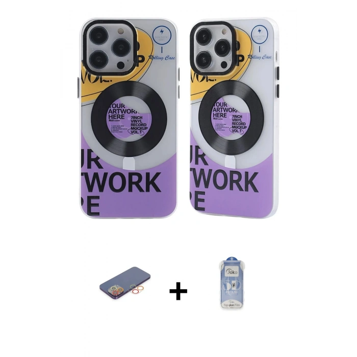 MARSİLYAN™- iPhone 12 Pro Max Kılıf Nova Doku Koleksiyonu - Siyah Joko Magic 5D Cam + Renkli Kamera Lens Koruma Cam - TU