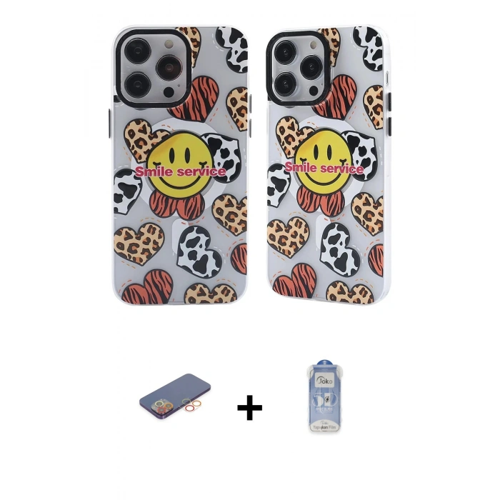 MARSİLYAN™- iPhone 12 Pro Max Kılıf Nova Doku Koleksiyonu - Siyah Joko Magic 5D Cam + Renkli Kamera Lens Koruma Cam - TU