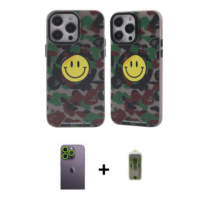 MARSİLYAN™- iPhone 12 Pro Max Kılıf Nova Doku Koleksiyonu - Siyah Joko Magic 5D Hayalet Cam + Neon Fosforlu Kamera Lens - YL