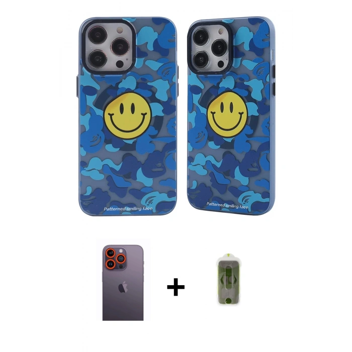 MARSİLYAN™- iPhone 12 Pro Max Kılıf Nova Doku Koleksiyonu - Siyah Joko Magic 5D Hayalet Cam + Neon Fosforlu Kamera Lens - TU