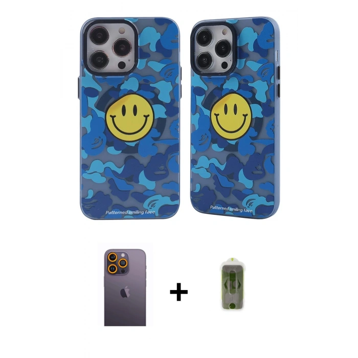 MARSİLYAN™- iPhone 12 Pro Max Kılıf Nova Doku Koleksiyonu - Siyah Joko Magic 5D Hayalet Cam + Sarı Neon Fosforlu Kamera Lens