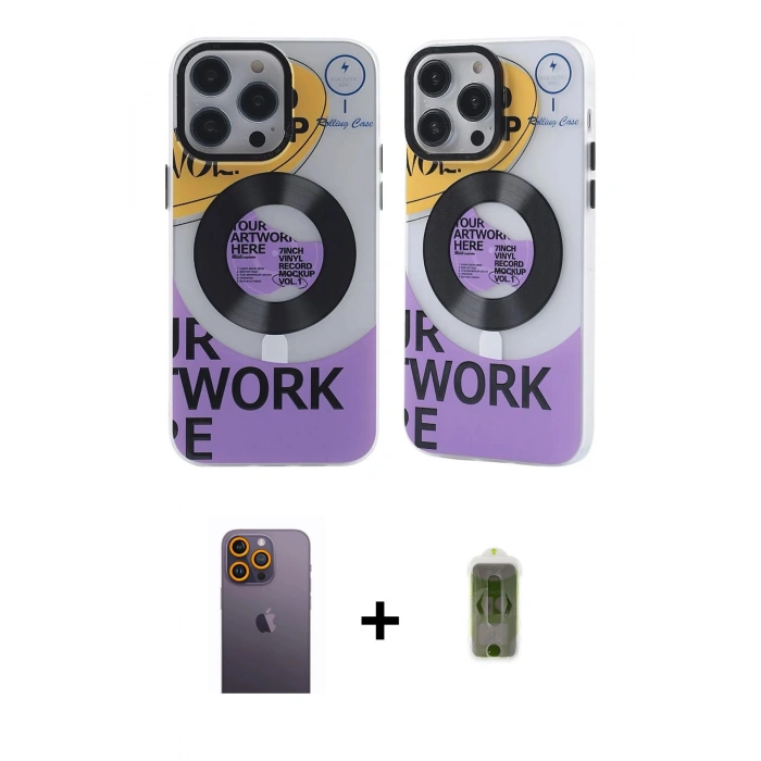 MARSİLYAN™- iPhone 12 Pro Max Kılıf Nova Doku Koleksiyonu - Siyah Joko Magic 5D Hayalet Cam + Sarı Neon Fosforlu Kamera Lens